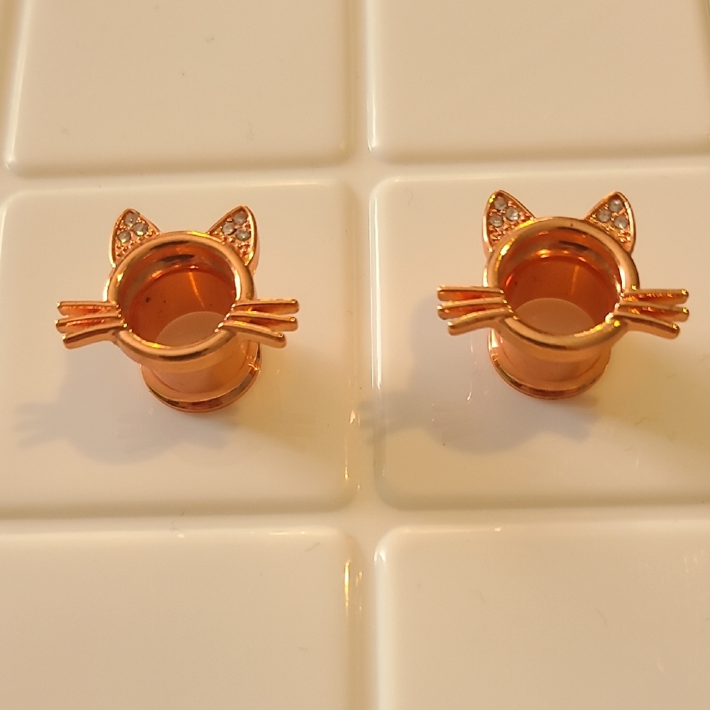 00g Rose Gold Cat Ear Plugs
